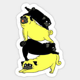 Yoga Challenge Pugs Sticker